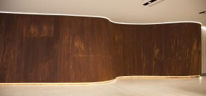 Rust finish curved metal wall